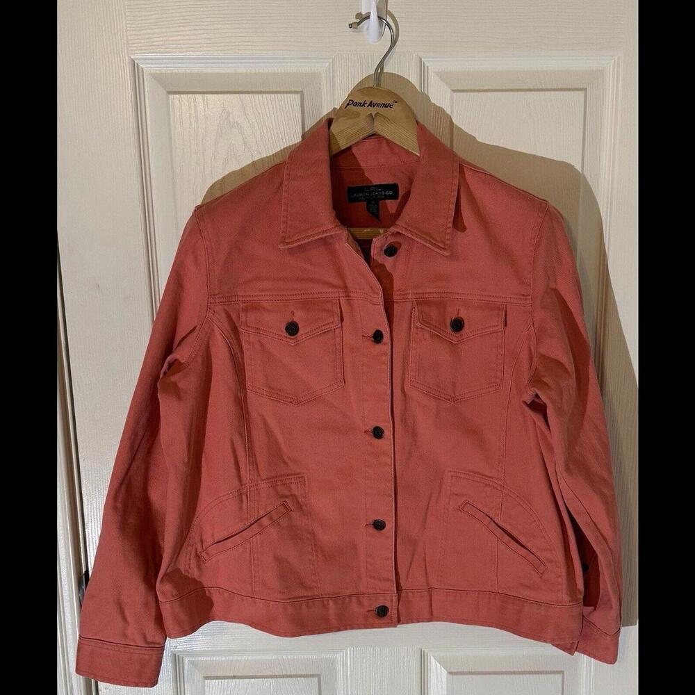 Lauren Ralph Lauren Women’s Jean Jacket Salmon Plus Size 1X -A30